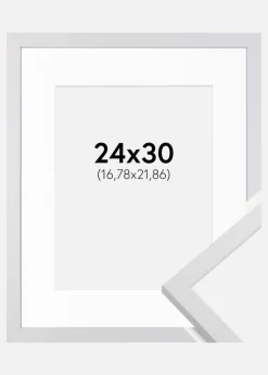 Ramme Trendy Hvid 24x30 cm - Passepartout Hvid 7x9 inches