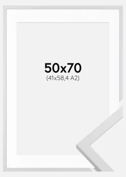 Ramme Trendy Hvid 50x70 cm - Passepartout Hvid 42x59,4 cm (A2)