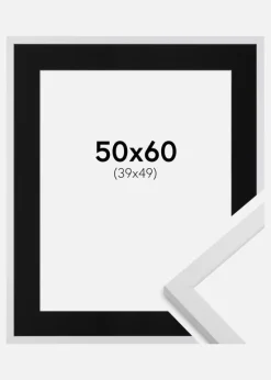 Ramme Trendy Hvid 50x60 cm - Passepartout Sort 40x50 cm