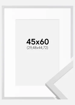 Ramme Trendy Hvid 45x60 cm - Passepartout Hvid 12x18 inches