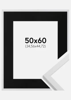 Ramme Trendy Hvid 50x60 cm - Passepartout Sort 14x18 inches
