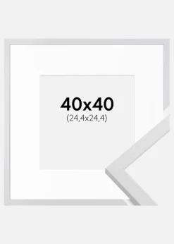 Ramme Trendy Hvid 40x40 cm - Passepartout Hvid 10x10 inches