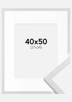 Ramme Trendy Hvid 40x50 cm - Passepartout Hvid 28x35 cm