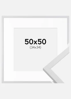 Ramme Trendy Hvid 50x50 cm - Passepartout Hvid 35x35 cm
