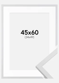 Ramme Trendy Hvid 45x60 cm - Passepartout Hvid 35x50 cm