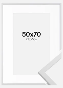 Ramme Trendy Hvid 50x70 cm - Passepartout Hvid 33x56 cm