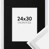 Ramme Trendy Hvid 24x30 cm - Passepartout Sort 6x8 inches