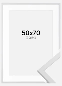 Ramme Trendy Hvid 50x70 cm - Passepartout Hvid 40x60 cm