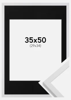 Ramme Trendy Hvid 35x50 cm - Passepartout Sort 30x35 cm