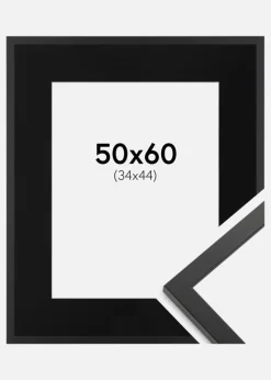Ramme Trendy Sort 50x60 cm - Passepartout Sort 35x45 cm