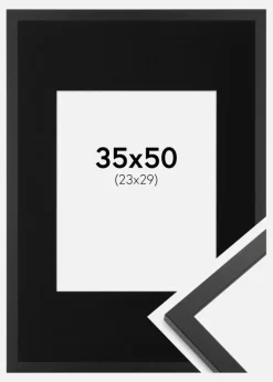 Ramme Trendy Sort 35x50 cm - Passepartout Sort 24x30 cm