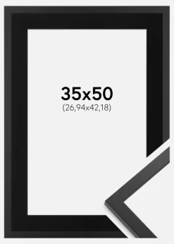 Ramme Trendy Sort 35x50 cm - Passepartout Sort 10x17 inches