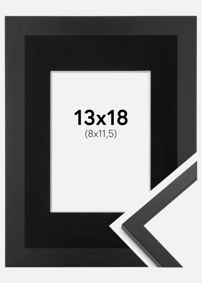 Ramme Trendy Sort 13x18 cm - Passepartout Sort 9x12 cm