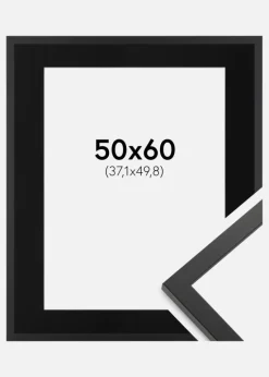 Ramme Trendy Sort 50x60 cm - Passepartout Sort 15x20 inches