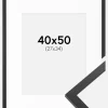 Ramme Trendy Sort 40x50 cm - Passepartout Hvid 28x35 cm