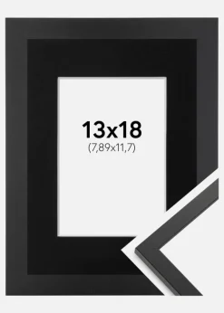 Ramme Trendy Sort 13x18 cm - Passepartout Sort 3,5x5 inches
