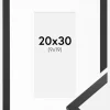 Ramme Trendy Sort 20x30 cm - Passepartout Hvid 10x20 cm