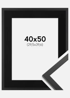 Ramme Trendy Sort 40x50 cm - Passepartout Sort 12x16 inches