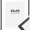 Ramme Trendy Sort 45x55 cm - Passepartout Hvid 13x17 inches