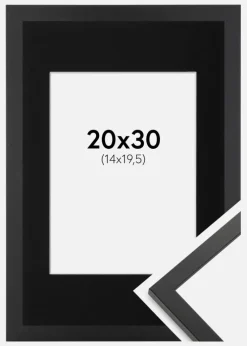 Ramme Trendy Sort 20x30 cm - Passepartout Sort 15x21 cm (A5)