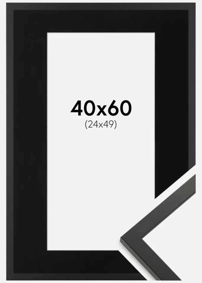 Ramme Trendy Sort 40x60 cm - Passepartout Sort 25x50 cm