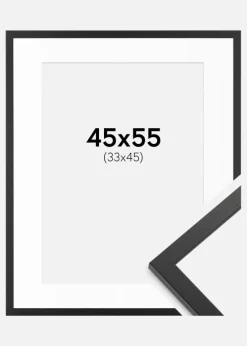 Ramme Trendy Sort 45x55 cm - Passepartout Hvid 34x46 cm