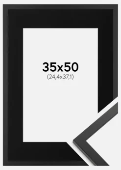 Ramme Trendy Sort 35x50 cm - Passepartout Sort 10x15 inches