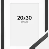 Ramme Trendy Sort 20x30 cm - Passepartout Hvid 15x22 cm