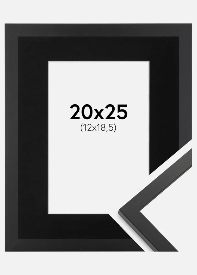 Ramme Trendy Sort 20x25 cm - Passepartout Sort 13x19,5 cm