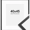 Ramme Trendy Sort 40x45 cm - Passepartout Hvid 11x13 inches
