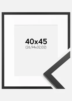 Ramme Trendy Sort 40x45 cm - Passepartout Hvid 11x13 inches