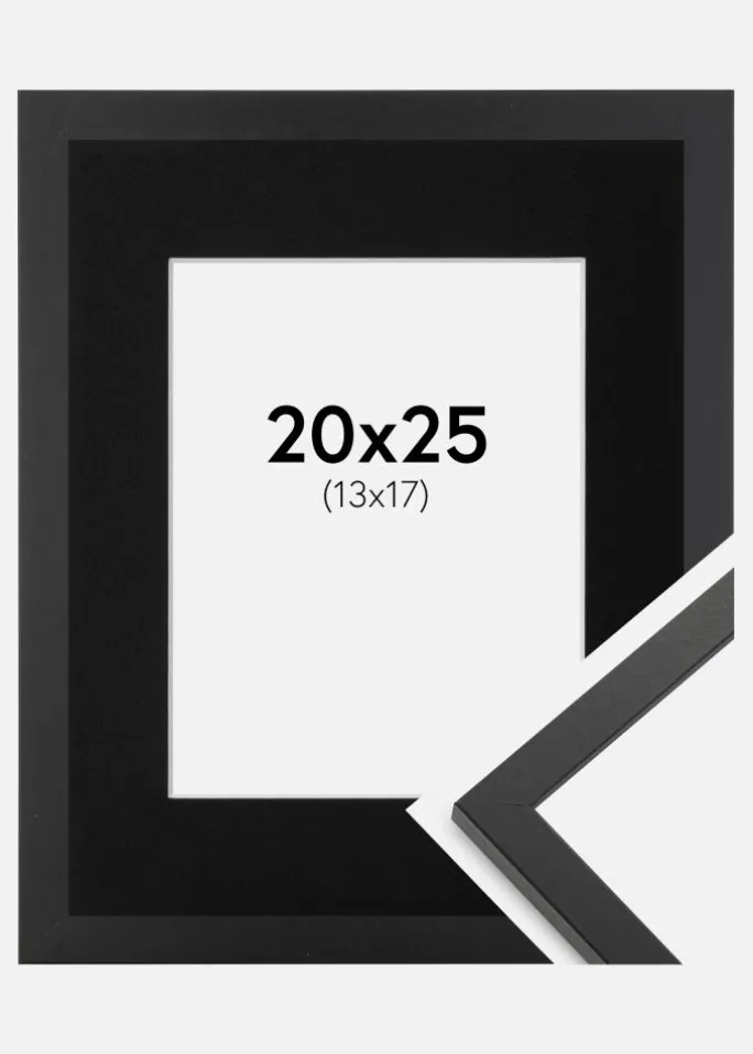 Ramme Trendy Sort 20x25 cm - Passepartout Sort 14x18 cm