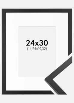 Ramme Trendy Sort 24x30 cm - Passepartout Hvid 6x8 inches