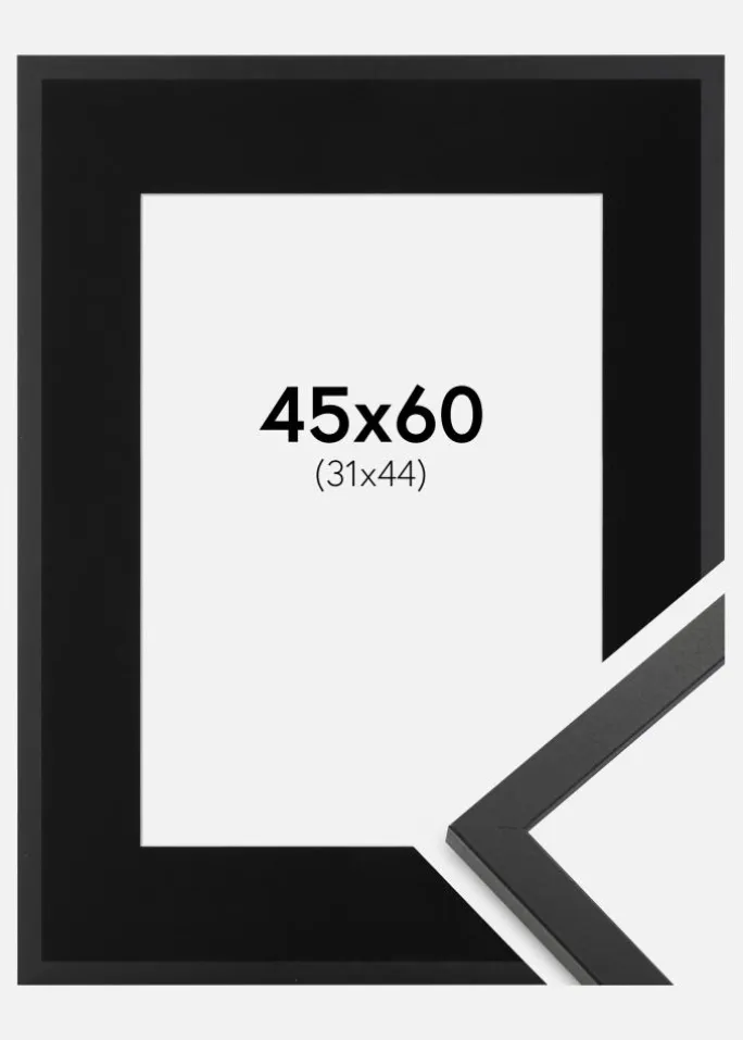 Ramme Trendy Sort 45x60 cm - Passepartout Sort 32x45 cm