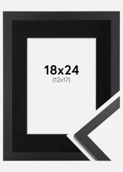 Ramme Trendy Sort 18x24 cm - Passepartout Sort 13x18 cm