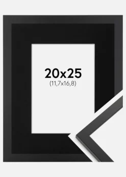 Ramme Trendy Sort 20x25 cm - Passepartout Sort 5x7 inches
