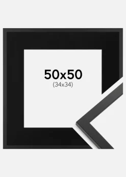 Ramme Trendy Sort 50x50 cm - Passepartout Sort 35x35 cm