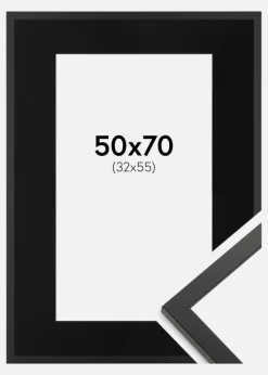 Ramme Trendy Sort 50x70 cm - Passepartout Sort 33x56 cm