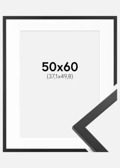 Ramme Trendy Sort 50x60 cm - Passepartout Hvid 15x20 inches