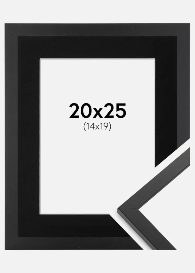 Ramme Trendy Sort 20x25 cm - Passepartout Sort 15x20 cm
