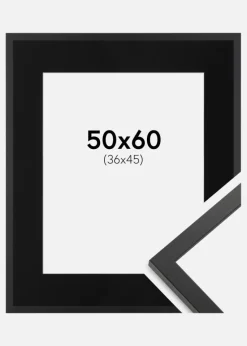 Ramme Trendy Sort 50x60 cm - Passepartout Sort 37x46 cm