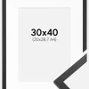 Ramme Trendy Sort 30x40 cm - Passepartout Hvid 21x29,7 cm (A4)