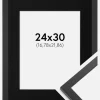 Ramme Trendy Sort 24x30 cm - Passepartout Sort 7x9 inches