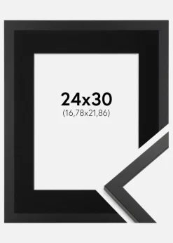 Ramme Trendy Sort 24x30 cm - Passepartout Sort 7x9 inches