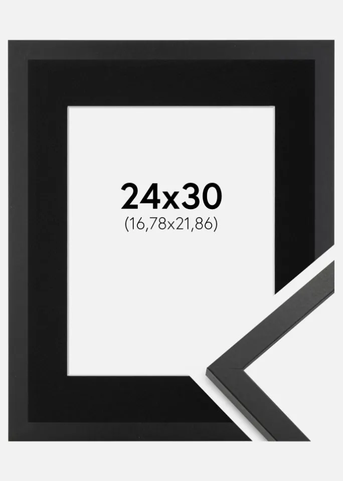 Ramme Trendy Sort 24x30 cm - Passepartout Sort 7x9 inches