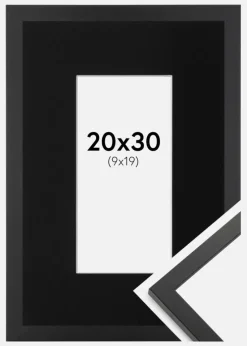 Ramme Trendy Sort 20x30 cm - Passepartout Sort 10x20 cm