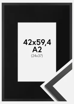 Ramme Trendy Sort 42x59,4 cm (A2) - Passepartout Sort 25x38 cm