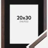 Ramme Trendy Valnød 20x30 cm - Passepartout Sort 15x21 cm (A5)