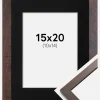 Ramme Trendy Valnød 15x20 cm - Passepartout Sort 11x15 cm