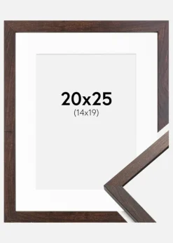 Ramme Trendy Valnød 20x25 cm - Passepartout Hvid 15x20 cm